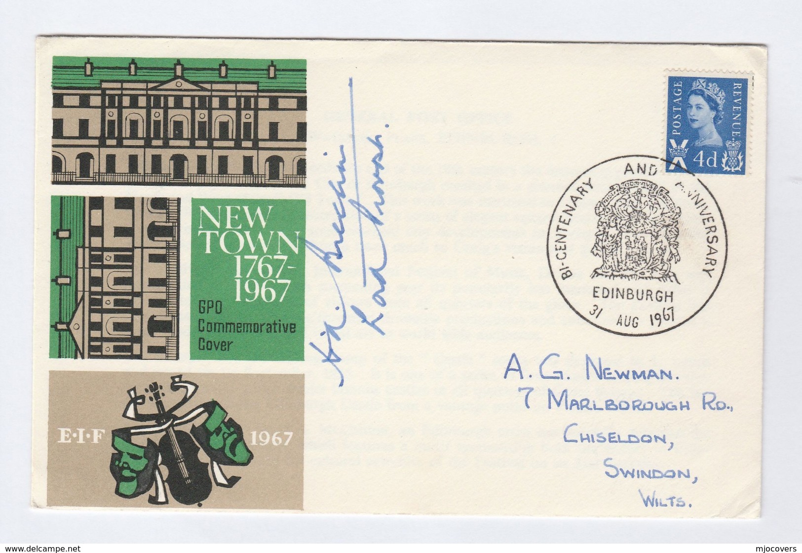 1967 SIGNED Sir Herbert Brechin LORD PROVOST Of EDINBURGH EVENT Cover Heraldic Gb Stamps Autograph - Briefe U. Dokumente