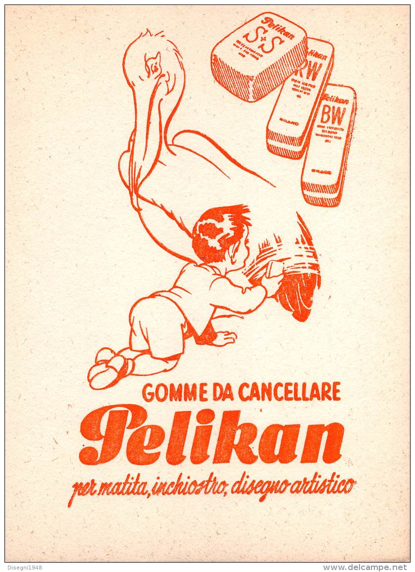 06812 "PELIKAN - GOMME DA (?) CANCELLARE" CARTA ASSORB. ORIGINALE - Cartoleria