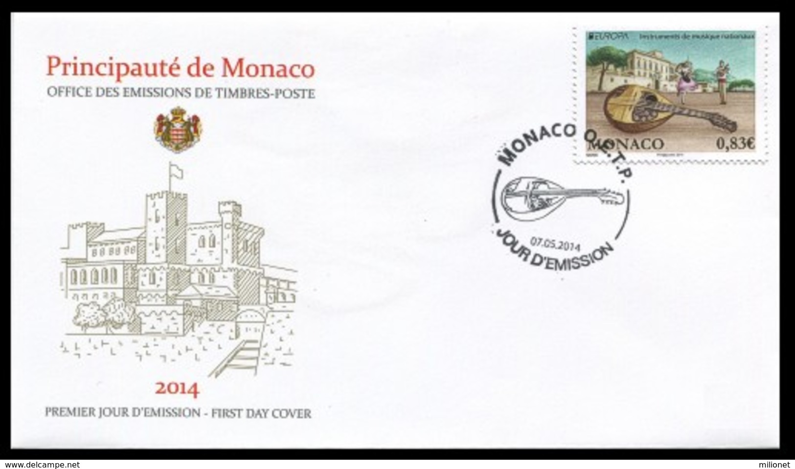 SALE!!! MONACO MONAKO 2014 EUROPA CEPT MUSIC INSTRUMENTS - FDC First Day Cover - 2014