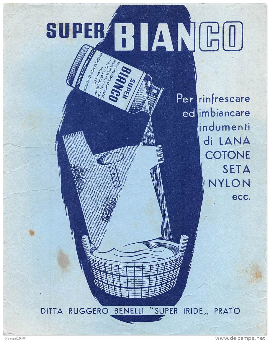 06816 "SUPER BIANCO - DITTA RUGGERO BENELLI - SUPER IRIDE - PRATO" CARTA ASSORB. ORIGINALE - Produits Ménagers