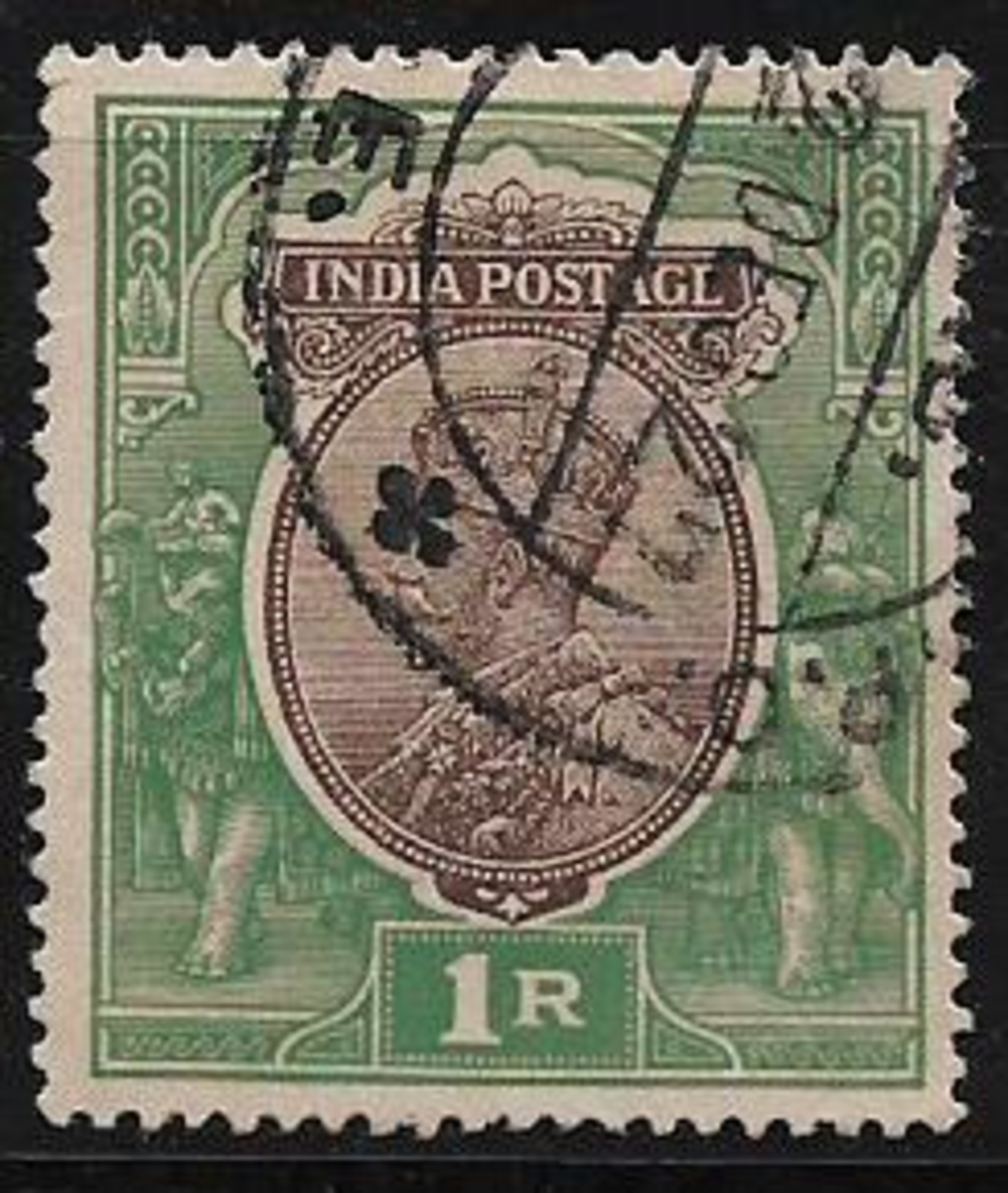 British India Commonweath Re.1 George KGV Used Stamp # AR:44 - 1911-35  George V