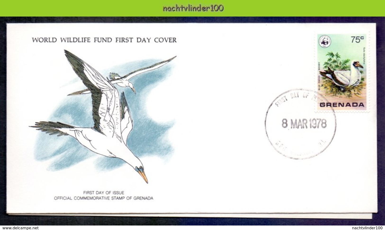 Mkl1078b WWF VOGELS BIRDS BLUE-FACED BOOBY VÖGEL AVES OISEAUX GRENADA 1978 FDC - Albatros