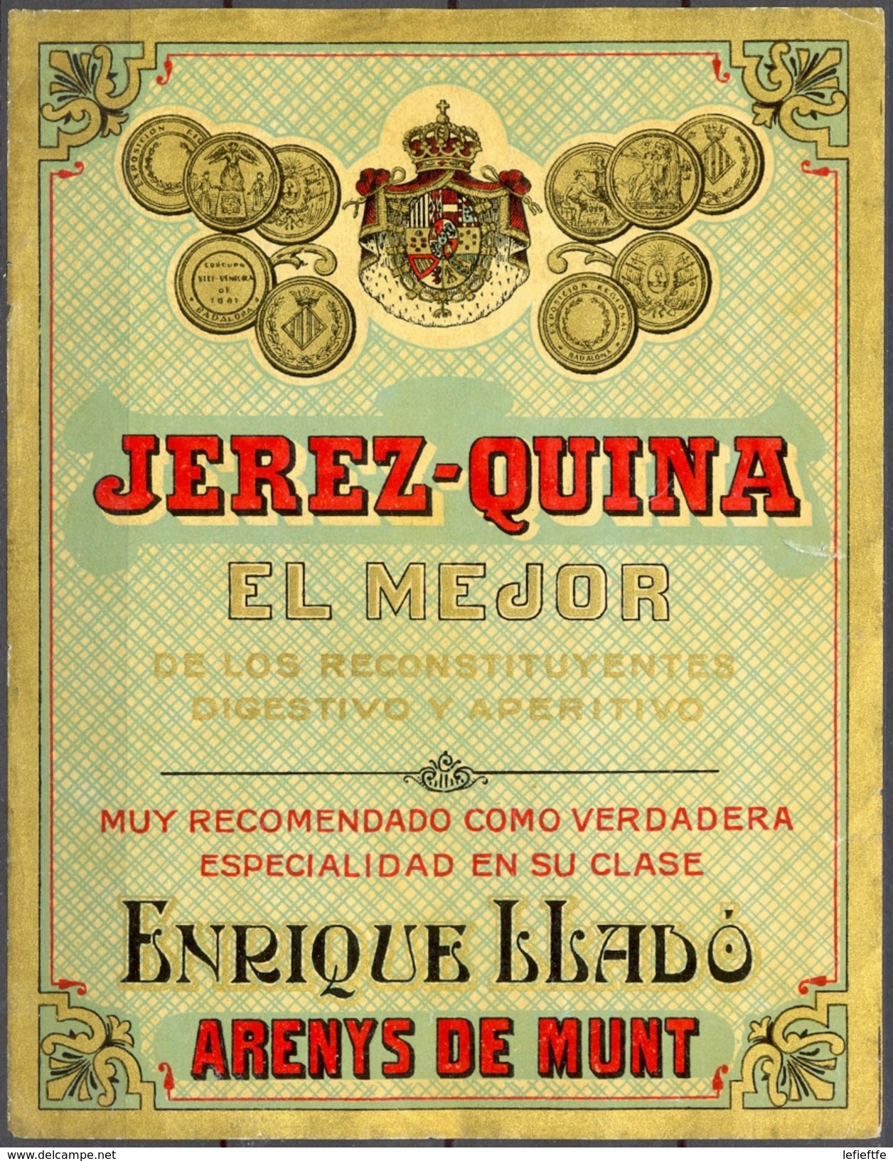 884 - Espagne - Jerez Quina El Mejor Reconstituyente Digestivo Y Aperitivo -  Enrique Llado ArenysTaille 116 Mm X 150 Mm - Autres & Non Classés