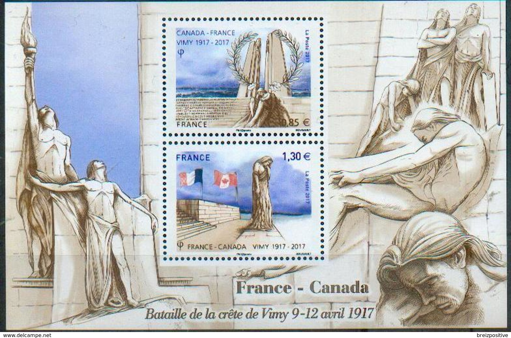 France 2017 - Emission Commune Canada, Mémorial De Vimy, 1ere Guerre Mondiale / Joint Canada, Vimy, World War I -  MNH - Prima Guerra Mondiale