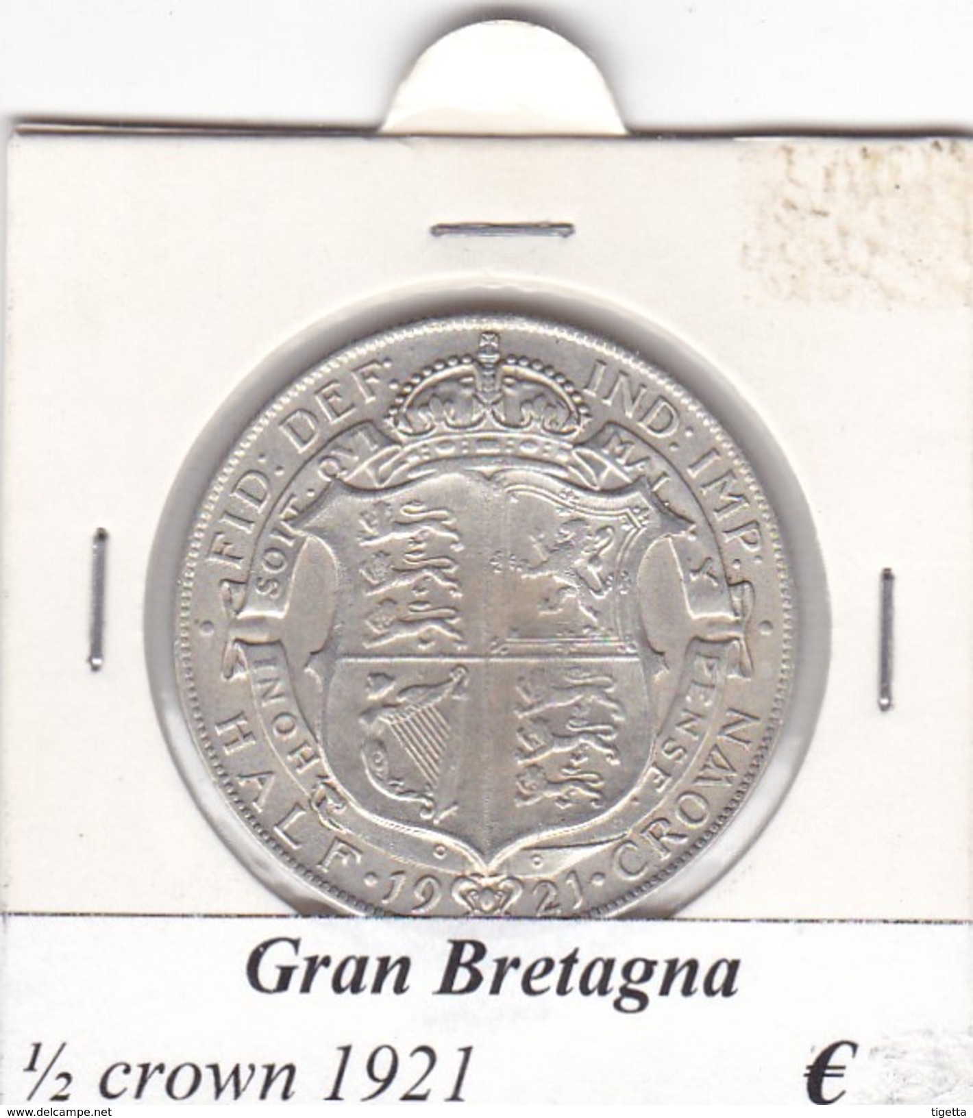 GRAN BRETAGNA   1/2 CROWN  ANNO 1921 COME DA FOTO - K. 1/2 Crown