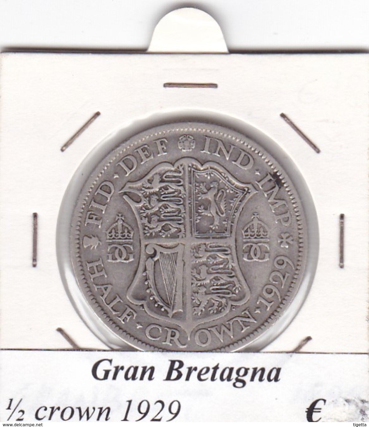 GRAN BRETAGNA   1/2 CROWN  ANNO 1929 COME DA FOTO - K. 1/2 Crown