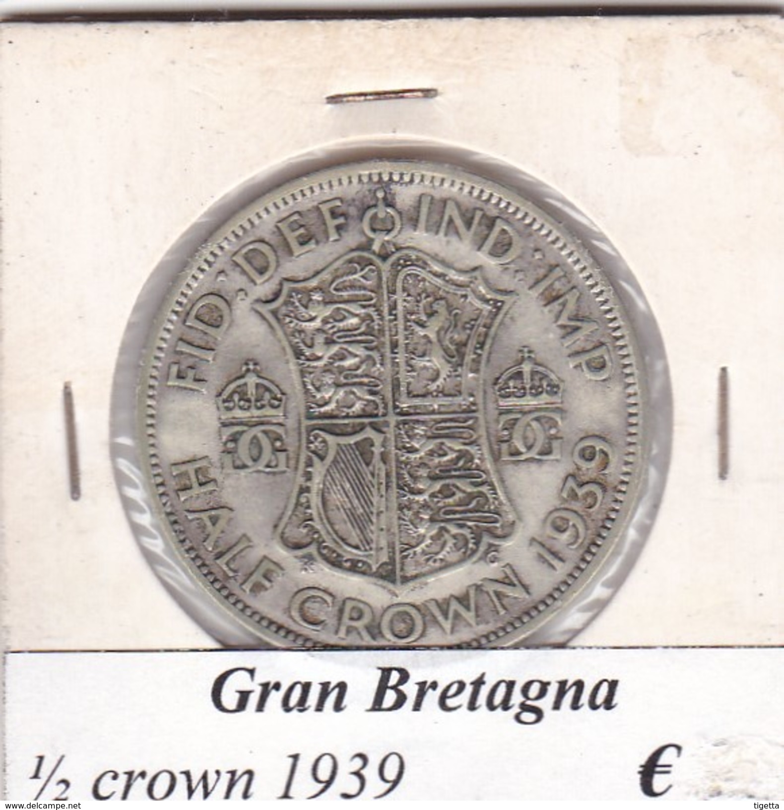 GRAN BRETAGNA   1/2 CROWN  ANNO 1939 COME DA FOTO - K. 1/2 Crown