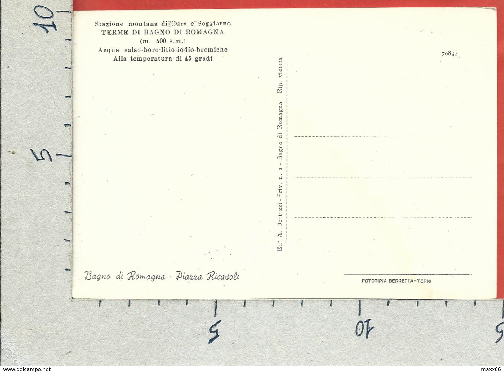 CARTOLINA NV ITALIA - BAGNO DI ROMAGNA (FC) - TERME - Piazza Ricasoli - 10 X 15 - Forlì