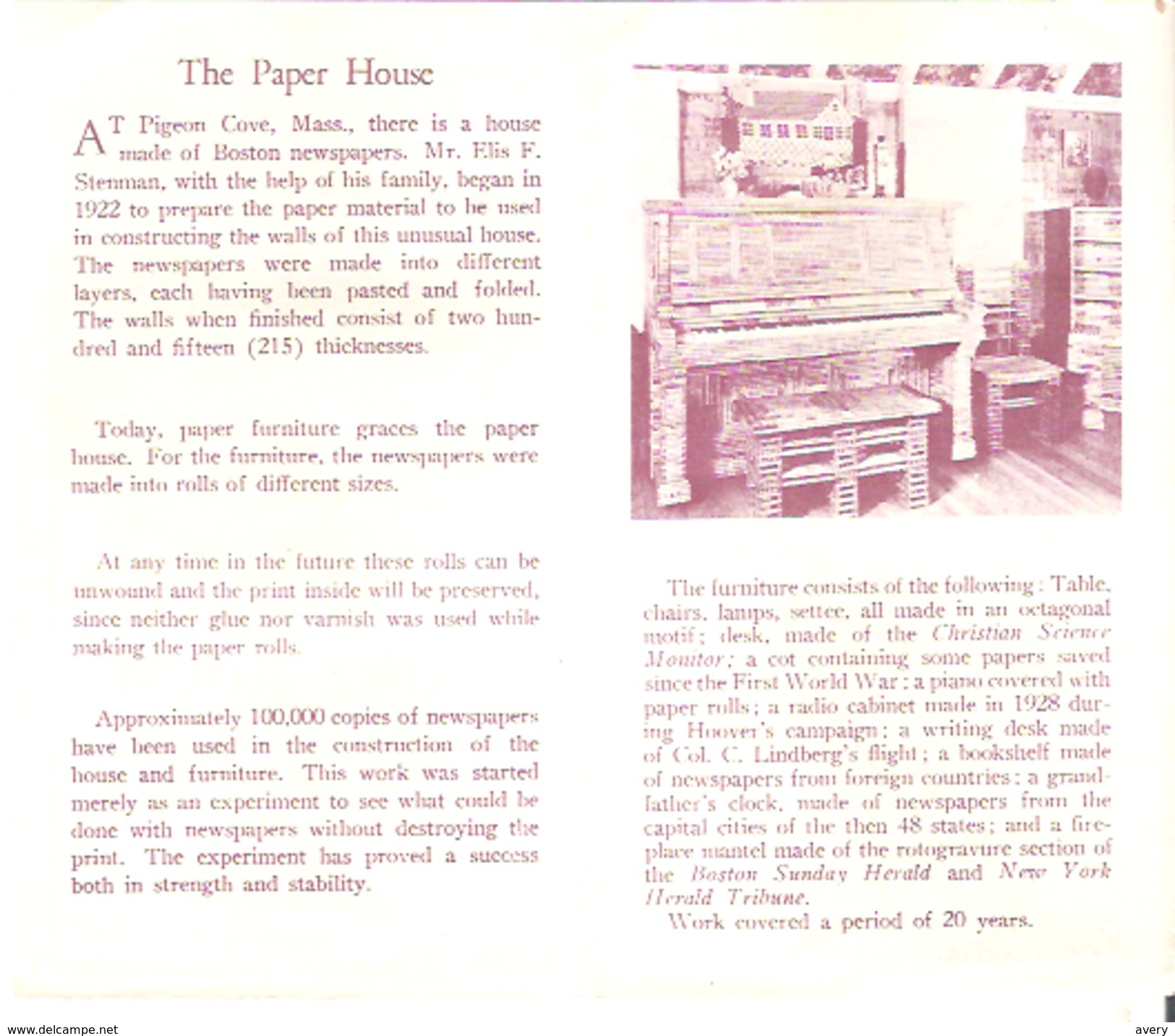 History Of The Paper House, Pigeon Cove, Massachusetts - Tourism Brochures