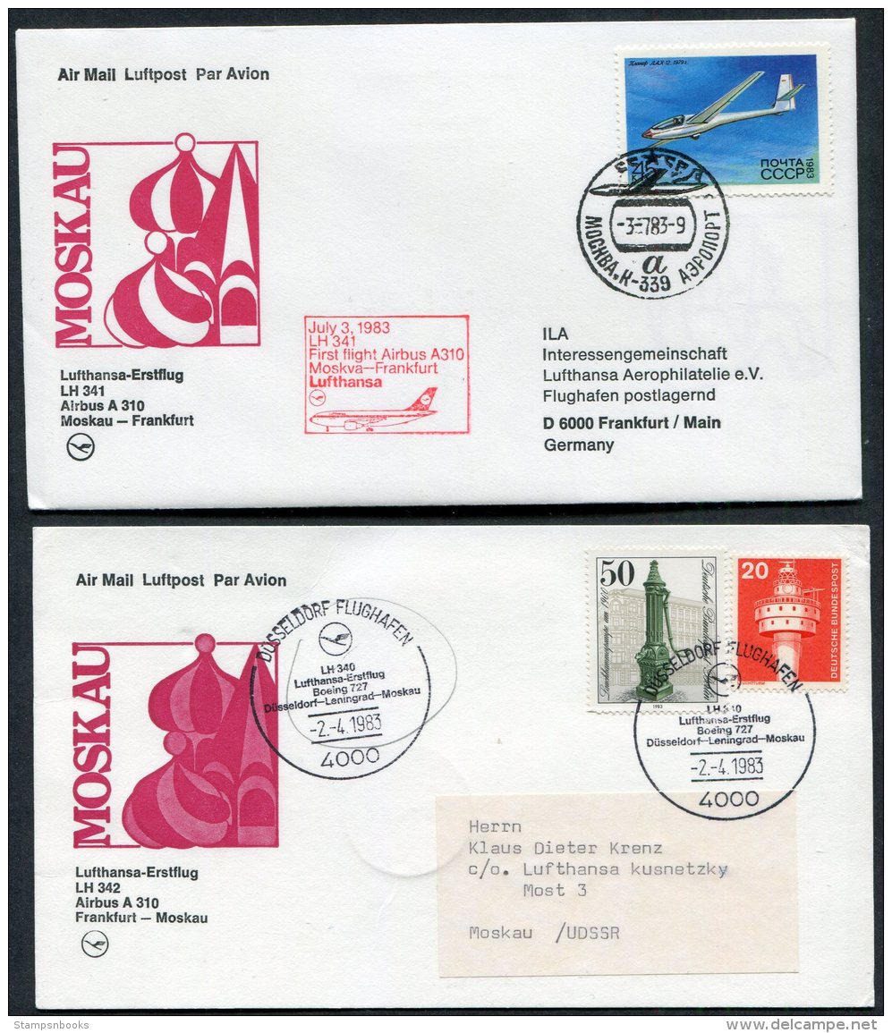 1983 Russia Germany Lufthansa First Flights (2) Moscow / Frankfurt - Brieven En Documenten