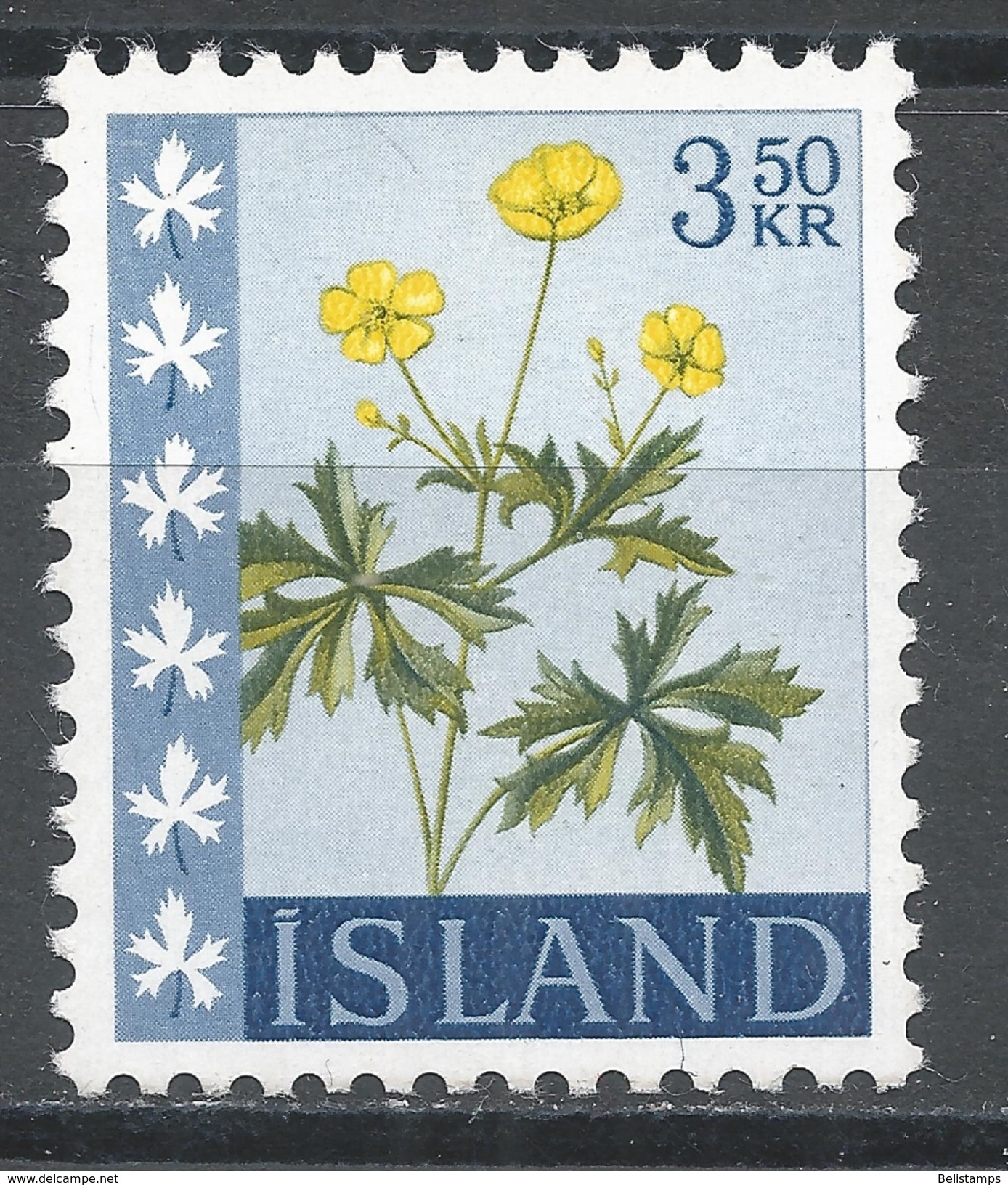 Iceland 1962. Scott #332 (MNH) Buttercup Flower - Unused Stamps