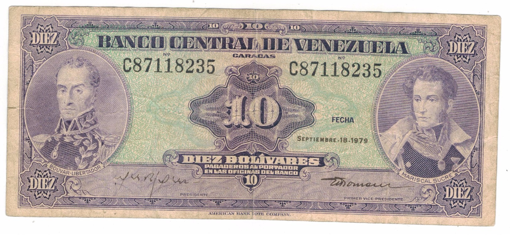 Venezuela  10  Bs. 1979, VF. - Venezuela
