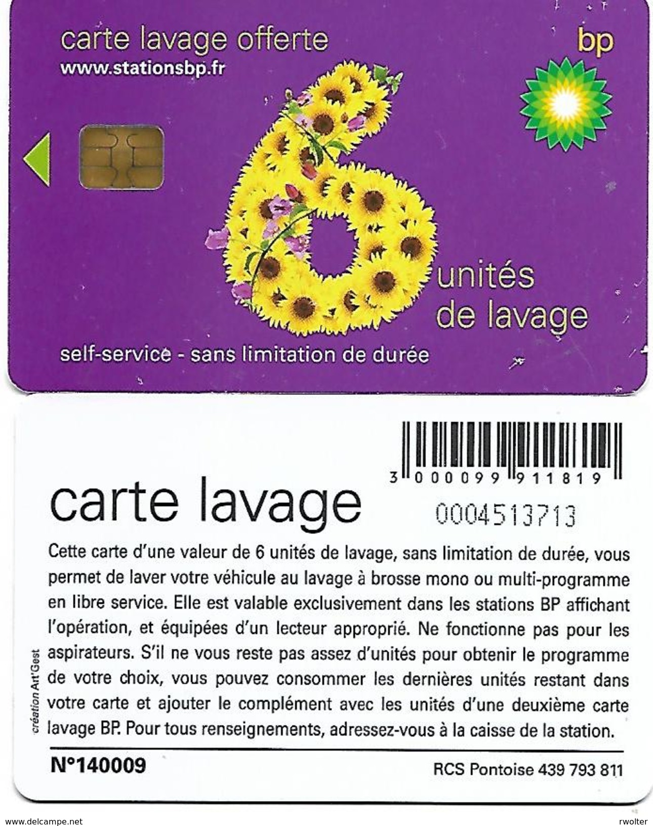 @+ Carte De Lavage BP - 6 UNITES - Rare Puce 3 - 6 Unites Violette - Car-wash