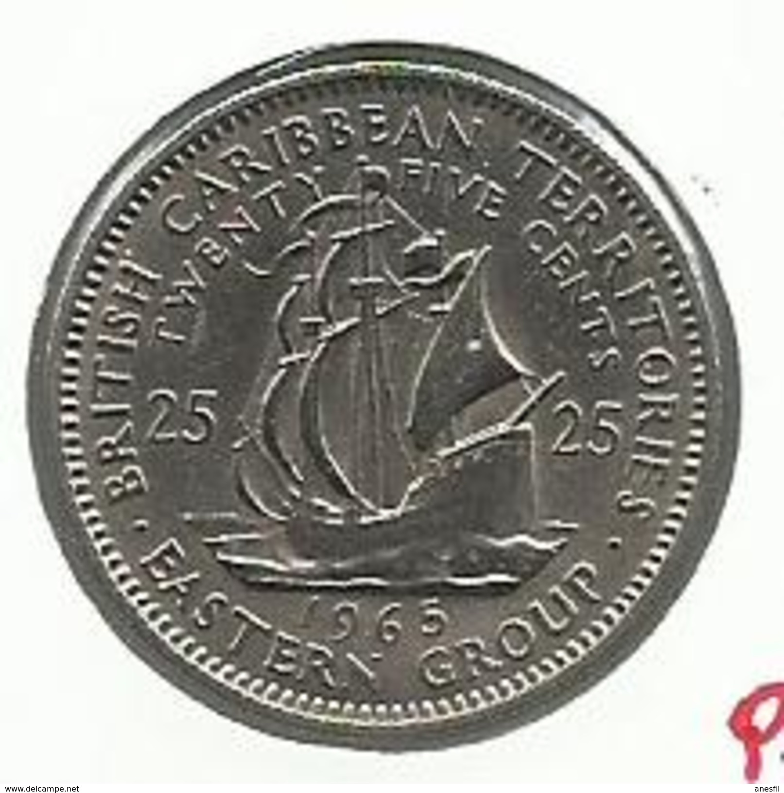 Territorios Del Caribe_1965_25 Céntimos - Caribe Británica (Territorios Del)