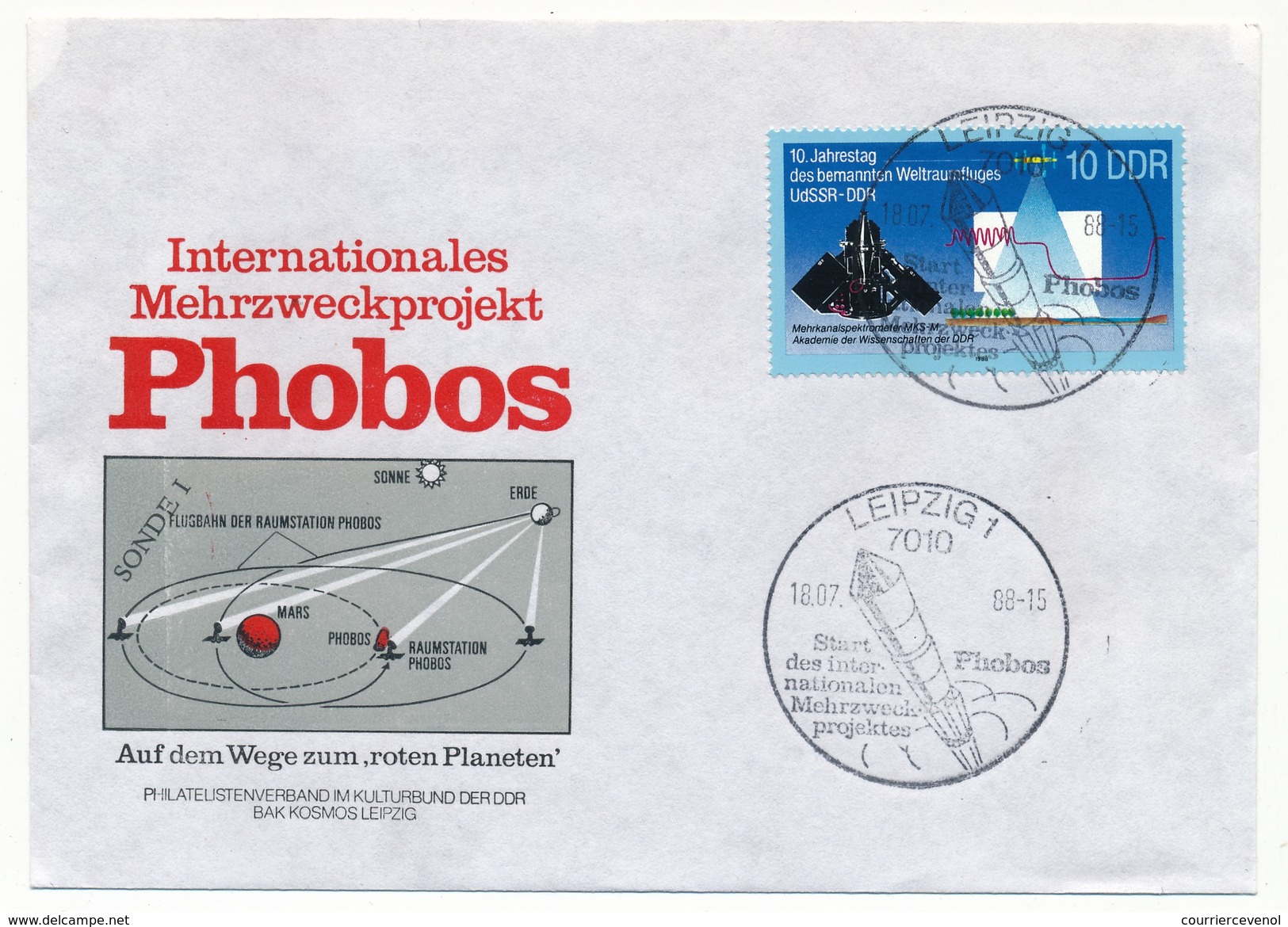 Allemagne DDR - Enveloppe Internationales Mehrzweckprojekt PHOBOS - Leipzig 1988 - Europe