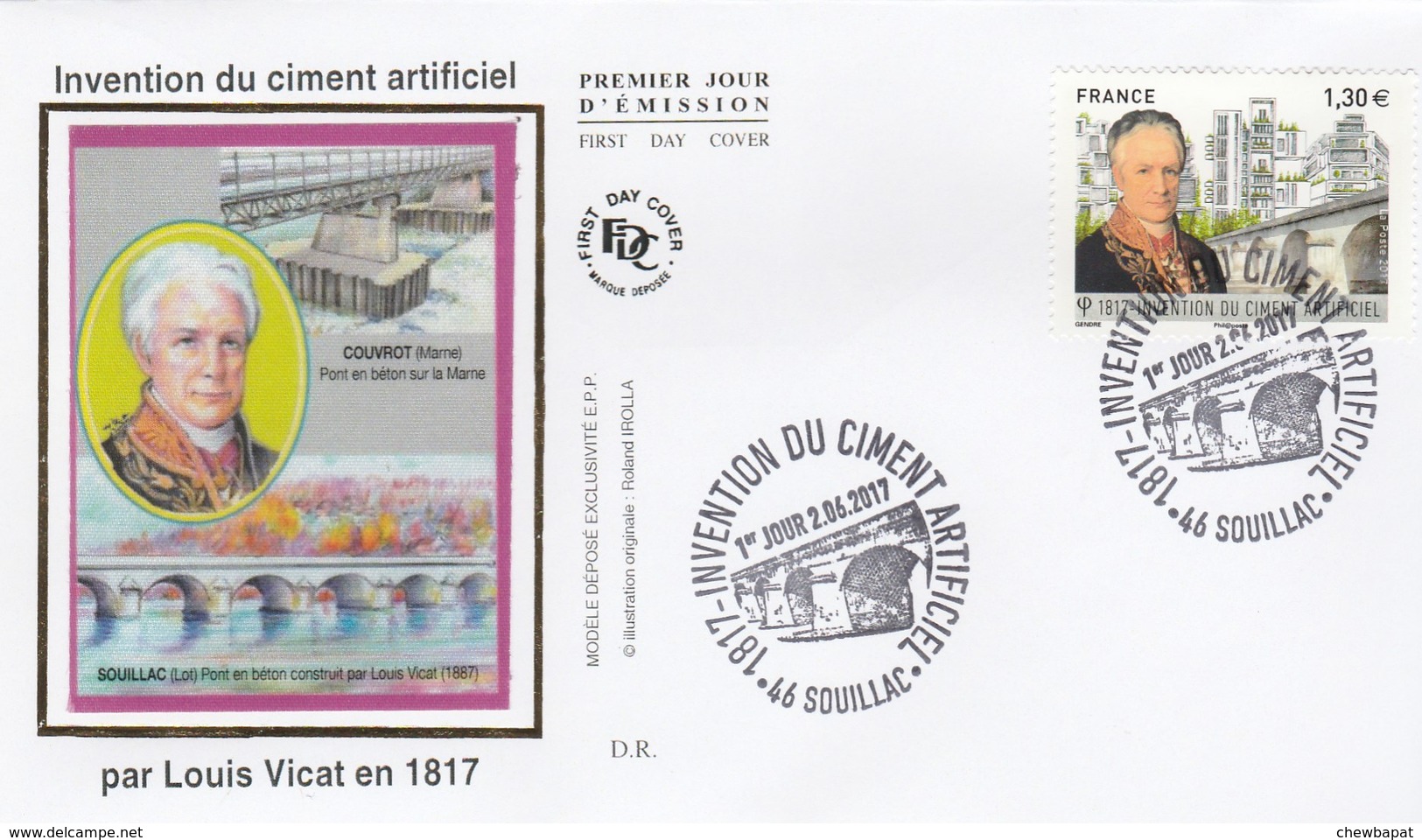 FDC 2017 - Invention Du Ciment Artificiel - Louis Vicat - 1er Jour Le 02.06.2017 à 46 Souillac - 2010-2019