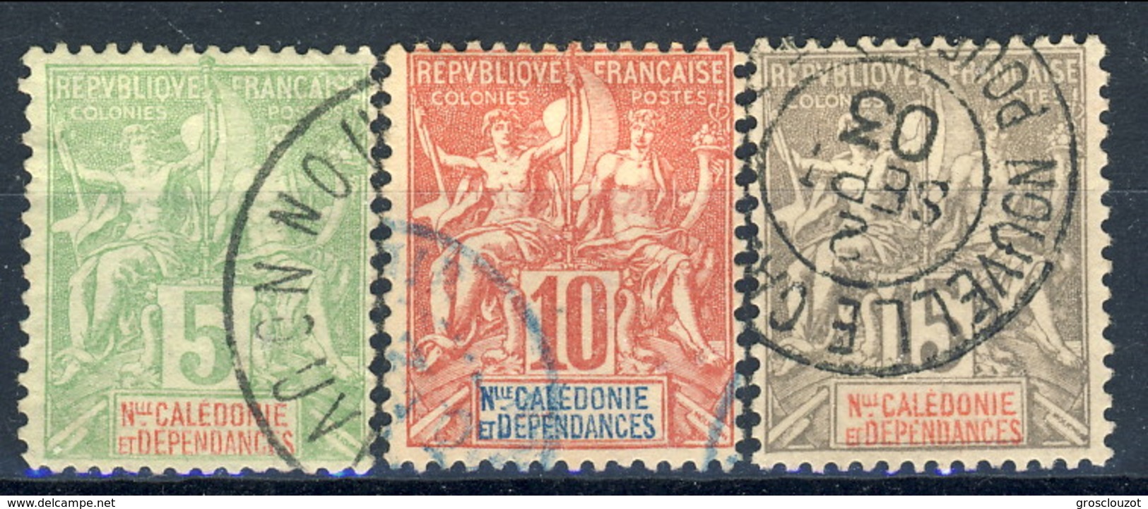 Nouvelle Caledonie 1900-04 N-59-61 Usati Cat. &euro; 5 - Gebruikt