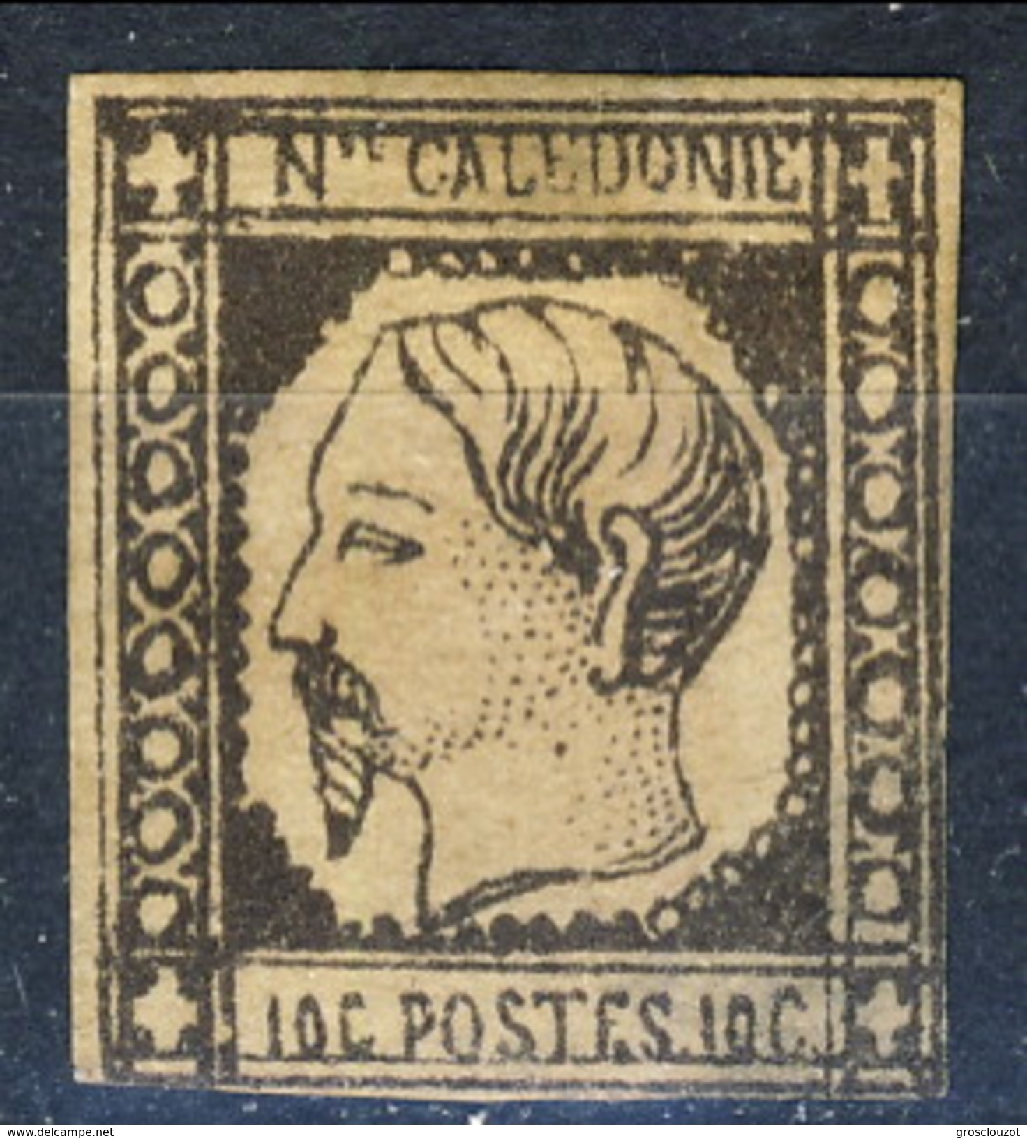 Nouvelle Caledonie 1859 N. 1 C. 10 Grigio Nero M Piccolo Assottigliamento Al Verso Cat. &euro; 320 - Nuovi