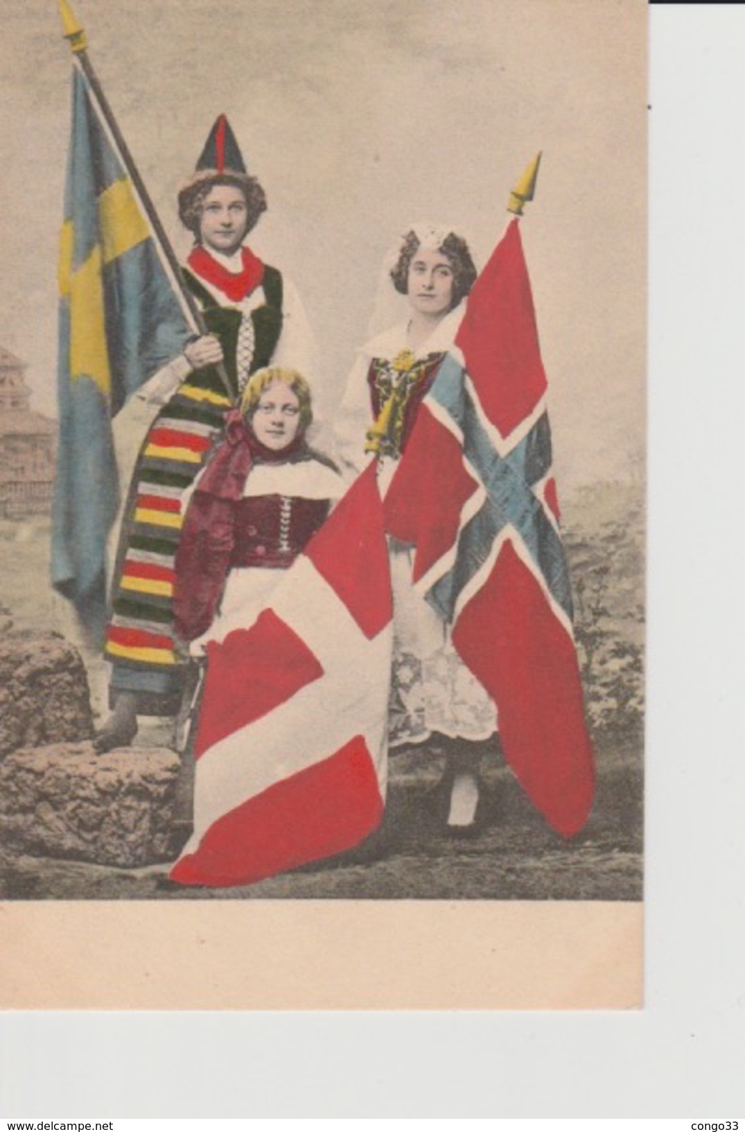 Scandinavie - Costumes Traditionnels Et Drapeaux - Other & Unclassified