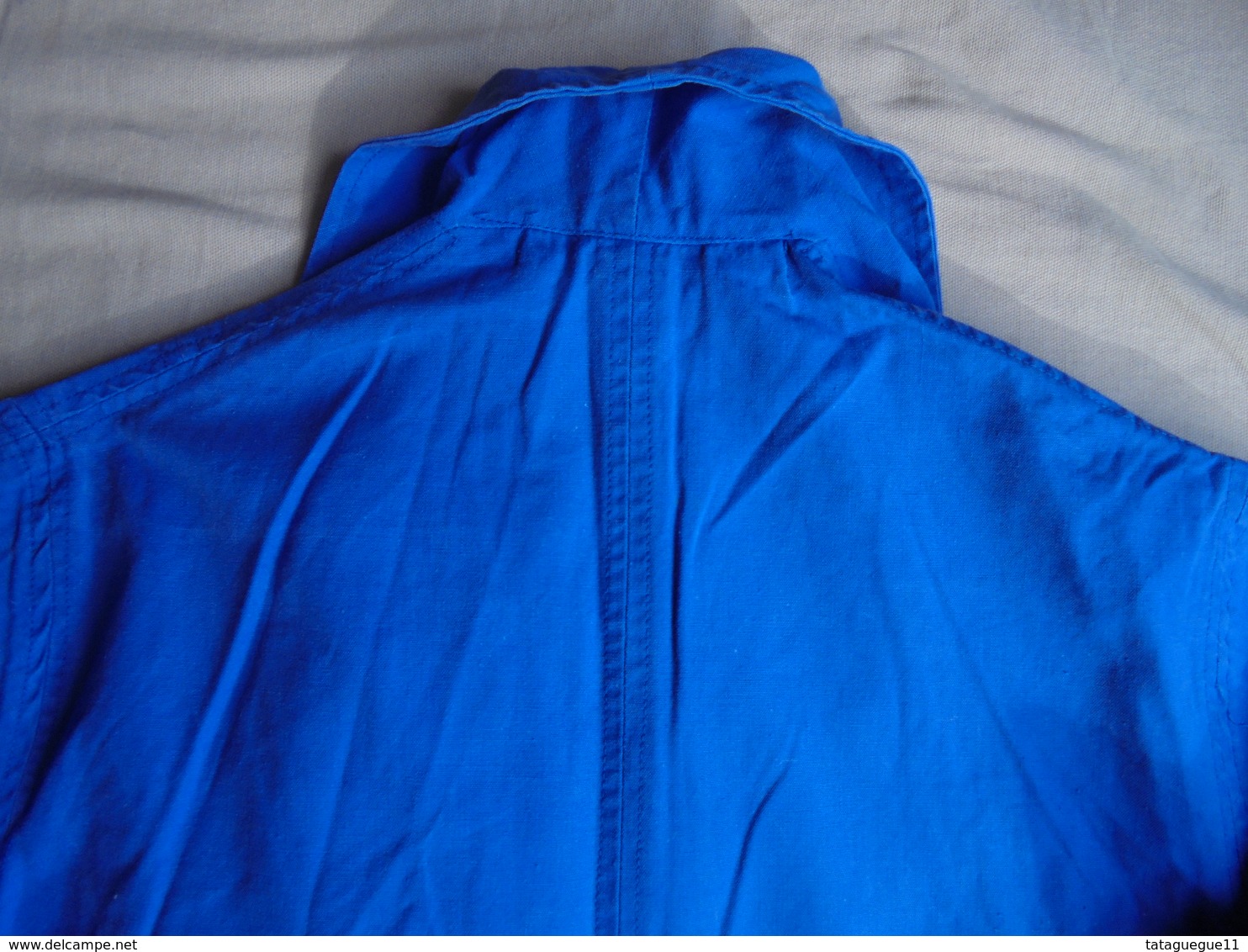Ancien - Veste femme en toile coton bleu "Au Printemps" Années 60