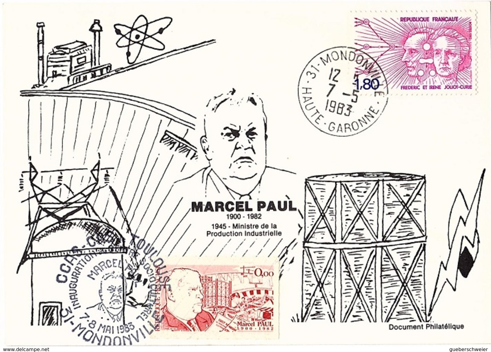 FR-L186 - FRANCE Carte Souvenir Journée Marcel Paul De Mondonville 1983 Avec Vignette - Tourisme (Vignettes)