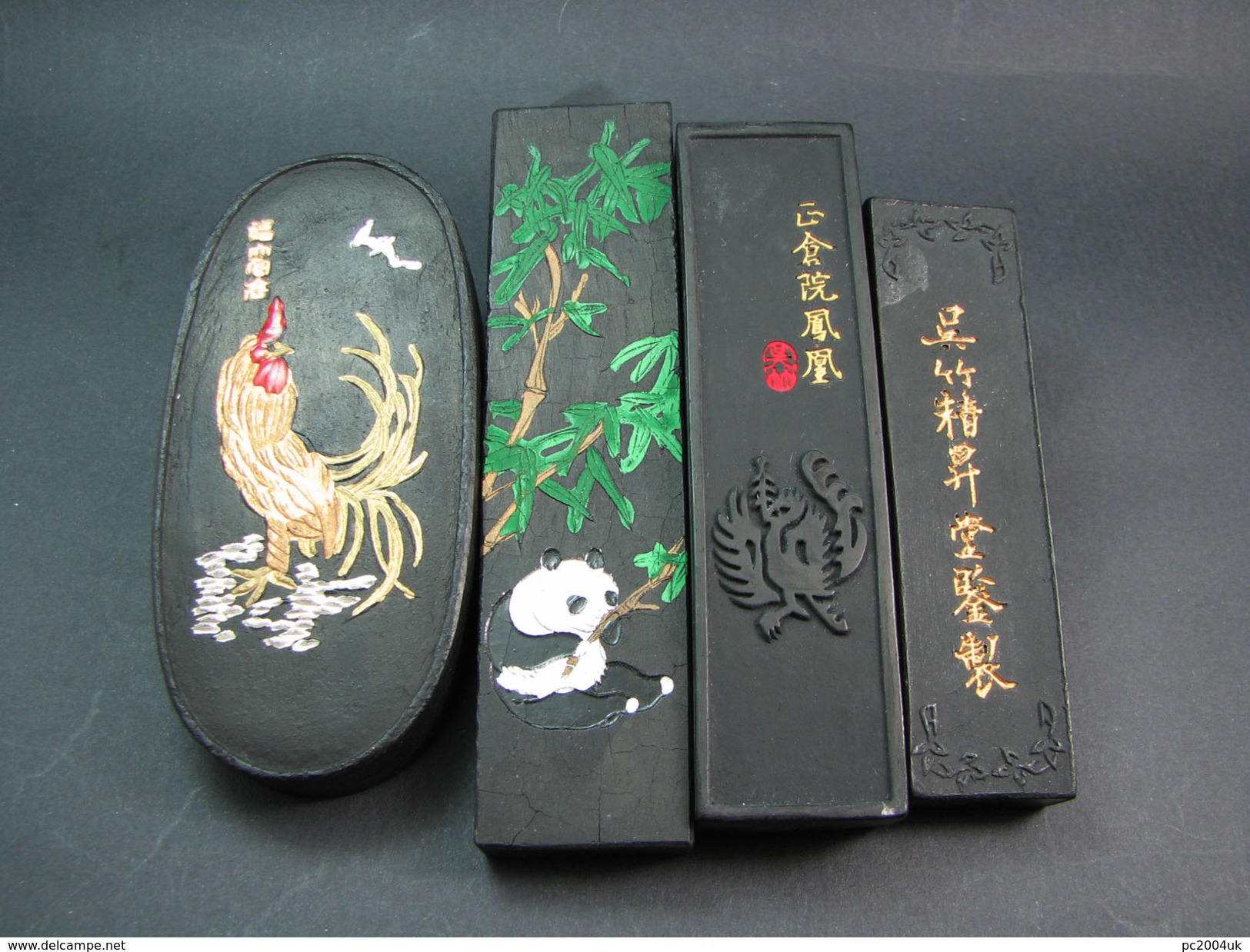 FREE SHIPPING. Four Boxed And Decorated Vintage Ink Sticks - China/Japan - Circa 1960's.  FREE SHIPPING. - Oriental Art