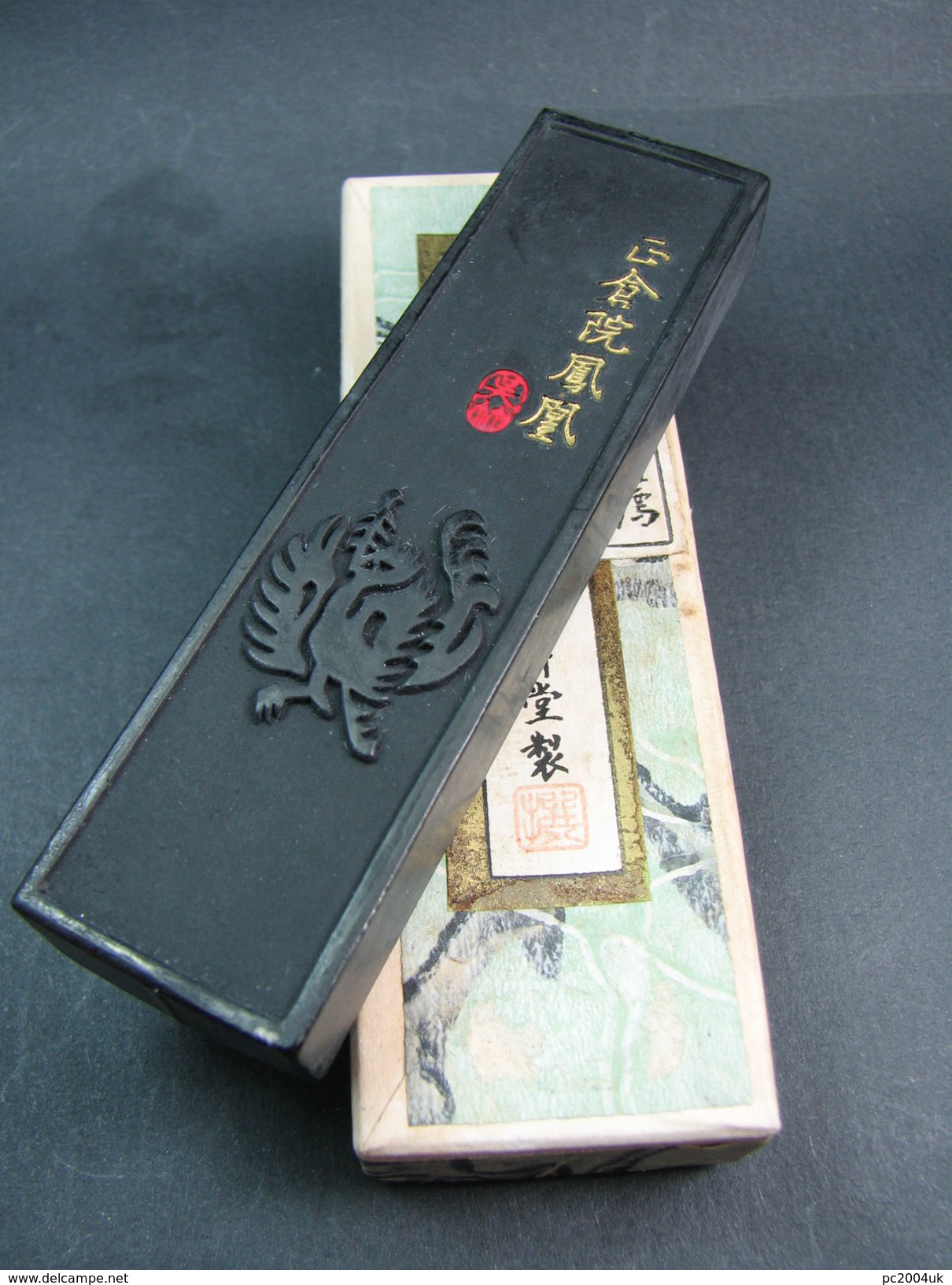 FREE SHIPPING. Four boxed and decorated vintage ink sticks - China/Japan - Circa 1960's.  FREE SHIPPING.