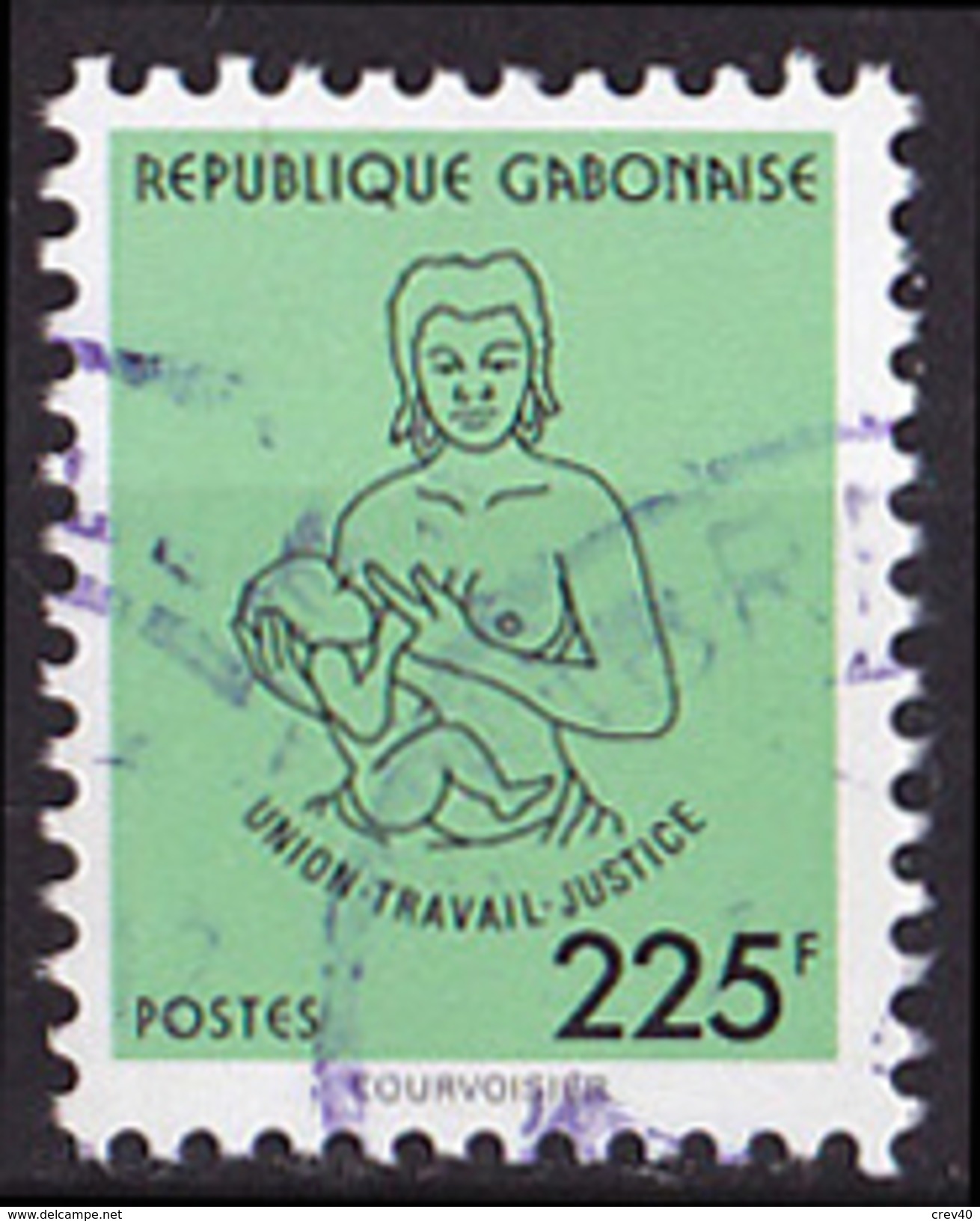 Timbre Oblitéré N° 1158(Yvert) Gabon 2002 - Femme Donnant Son Sein, Usage Courant - Gabon (1960-...)