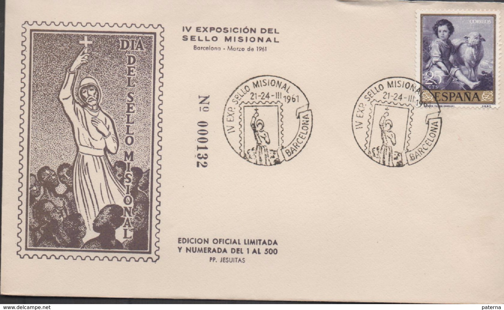 3142  FDC  Barcelona 1961 Sello Misional, - FDC