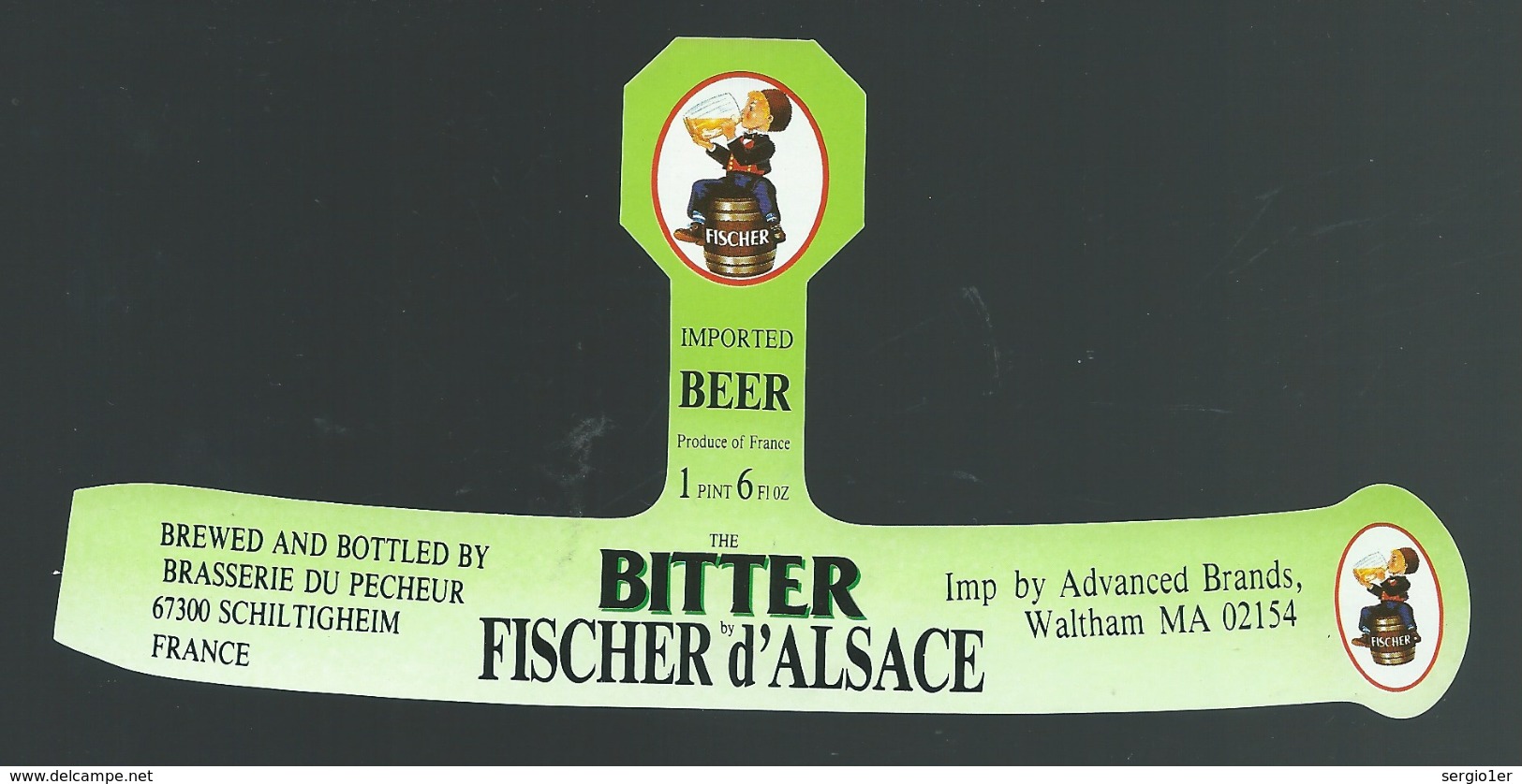 Etiquette Biere Fischer Schiltigheim The Bitter Fischer D'Alsace Imported Beer - Bière