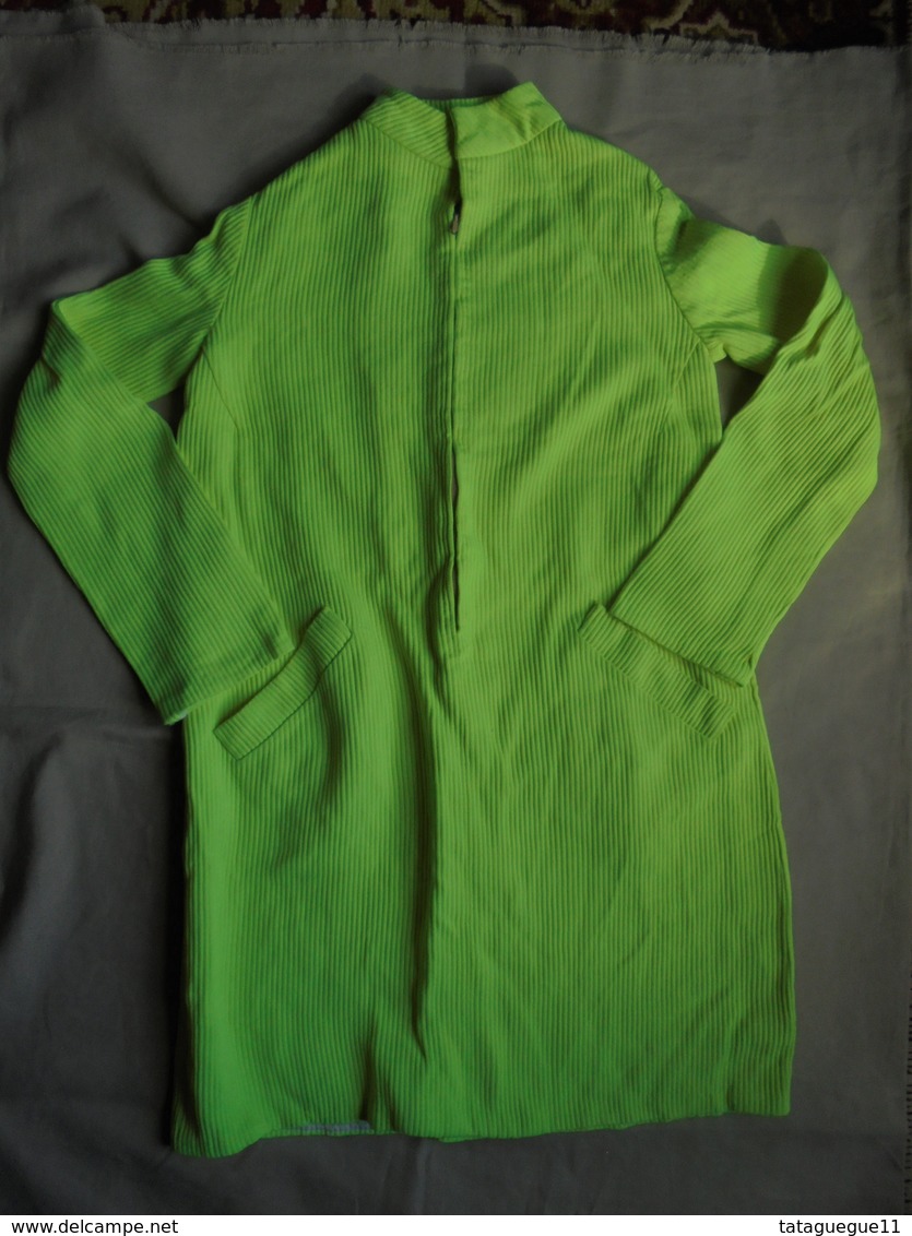 Vintage - Robe Fillette Vert Fluo Années 70 - 1940-1970