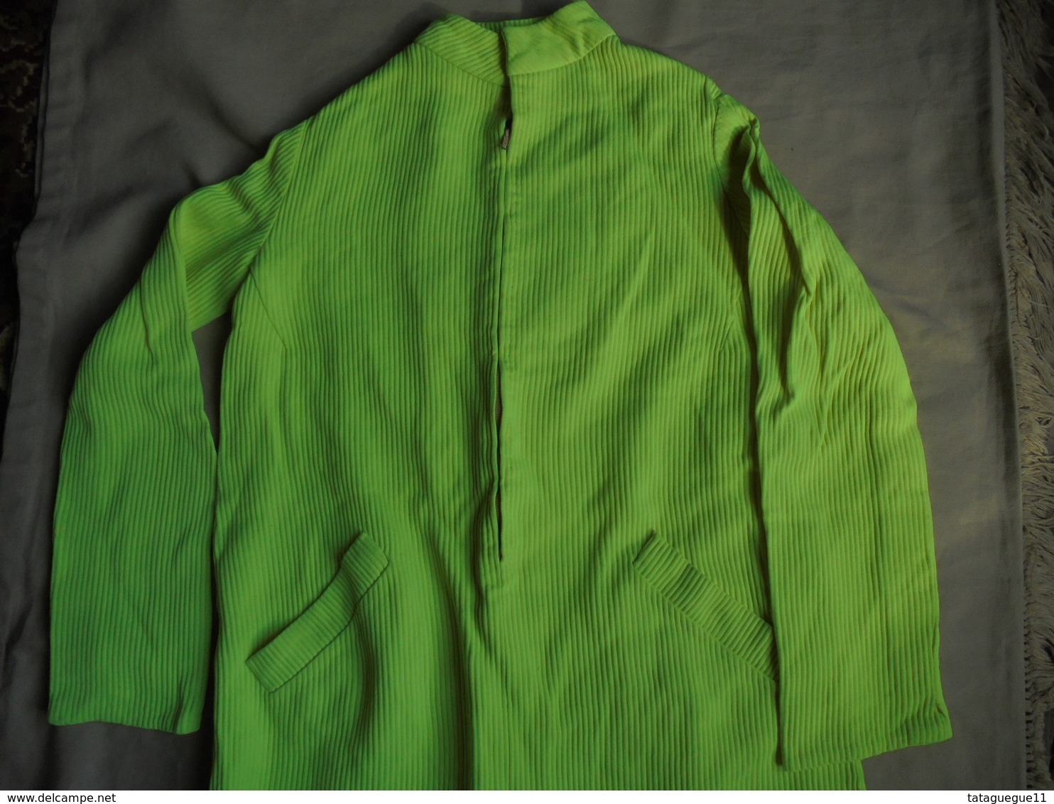 Vintage - Robe Fillette Vert Fluo Années 70 - 1940-1970