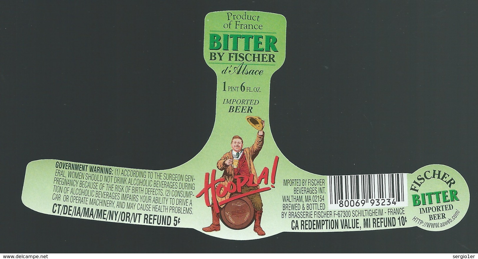 Etiquette Biere Fischer Schiltigheim  Bitter  By Fischer Hoopla - Bière