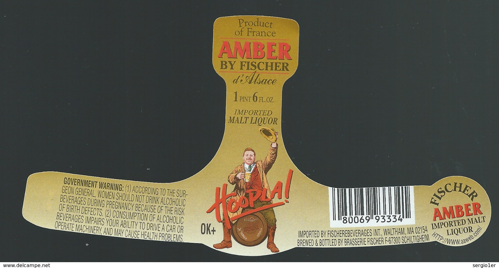 Etiquette Biere Fischer Schiltigheim  Amber   By Fischer Hoopla - Beer