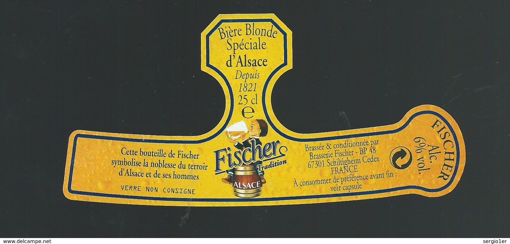 Etiquette Biere Fischer Schiltigheim  Biere Blonde Spéciale D'Alsace - Bière