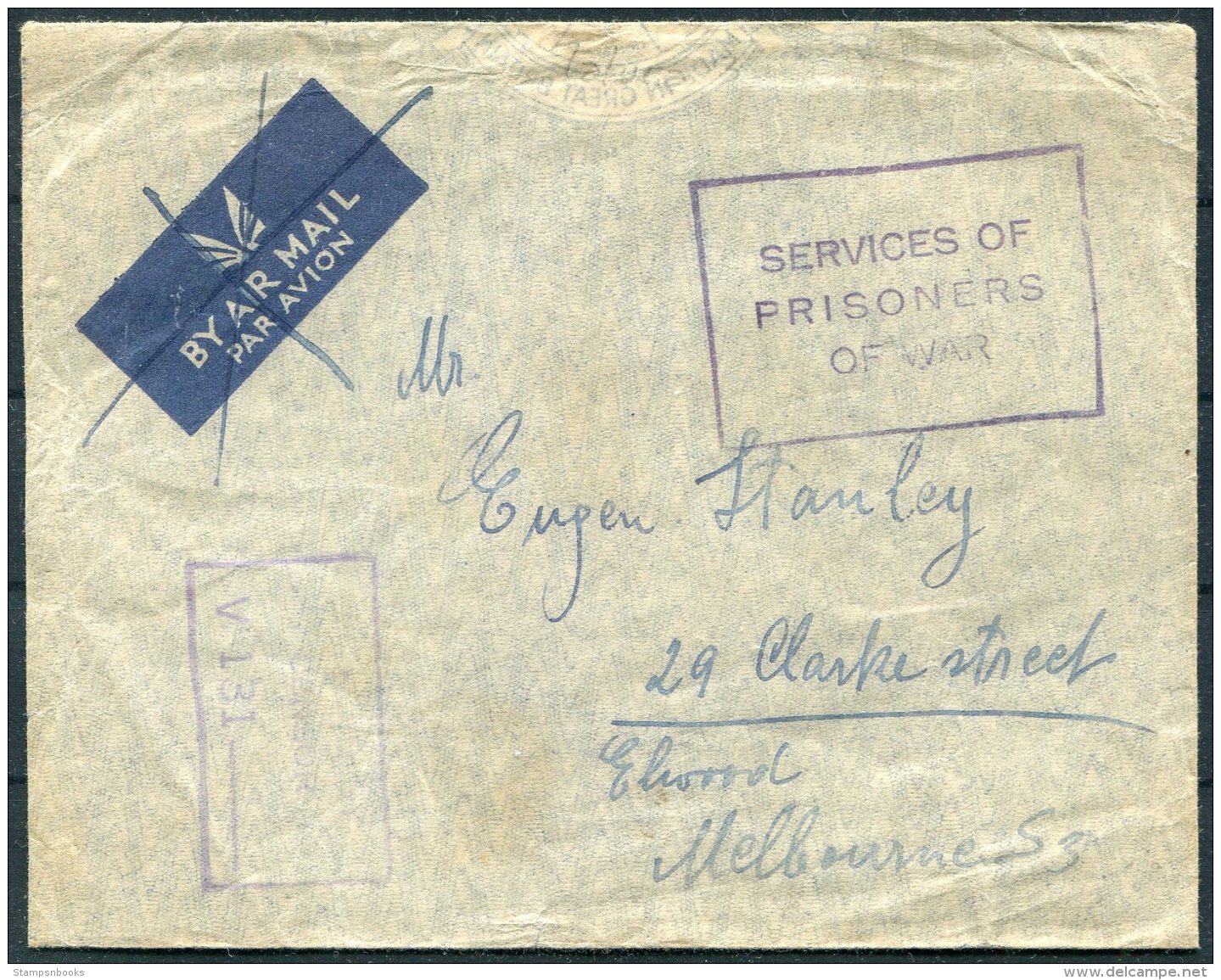 WW2 Australia Tatura, Victoria Internment Camp / Prisoner Of War Censor Cover - Covers & Documents