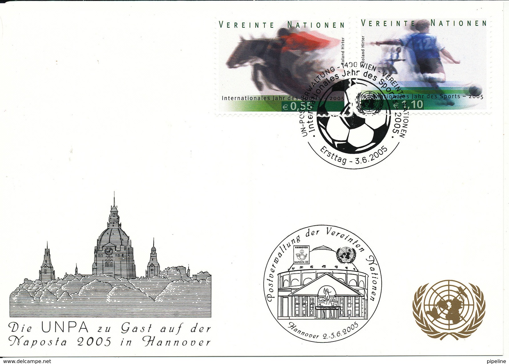 Austria UN Vienna Show Card Hannover 2-5/6-2006 SPORT Stamps - Cartas & Documentos