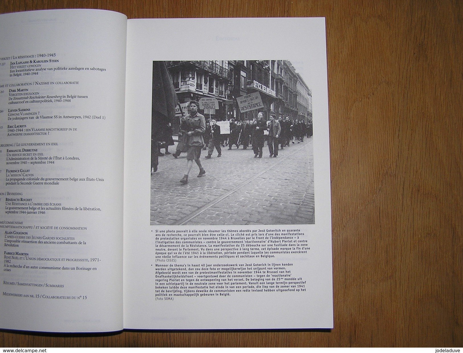 CAHIERS D' HISTOIRE BIJDRAGEN GESCHIEDENIS N° 15 Guerre 14 18 Bruxelles 40 45 Vlaamse SS Anvers Résistance Propagande - Guerre 1914-18