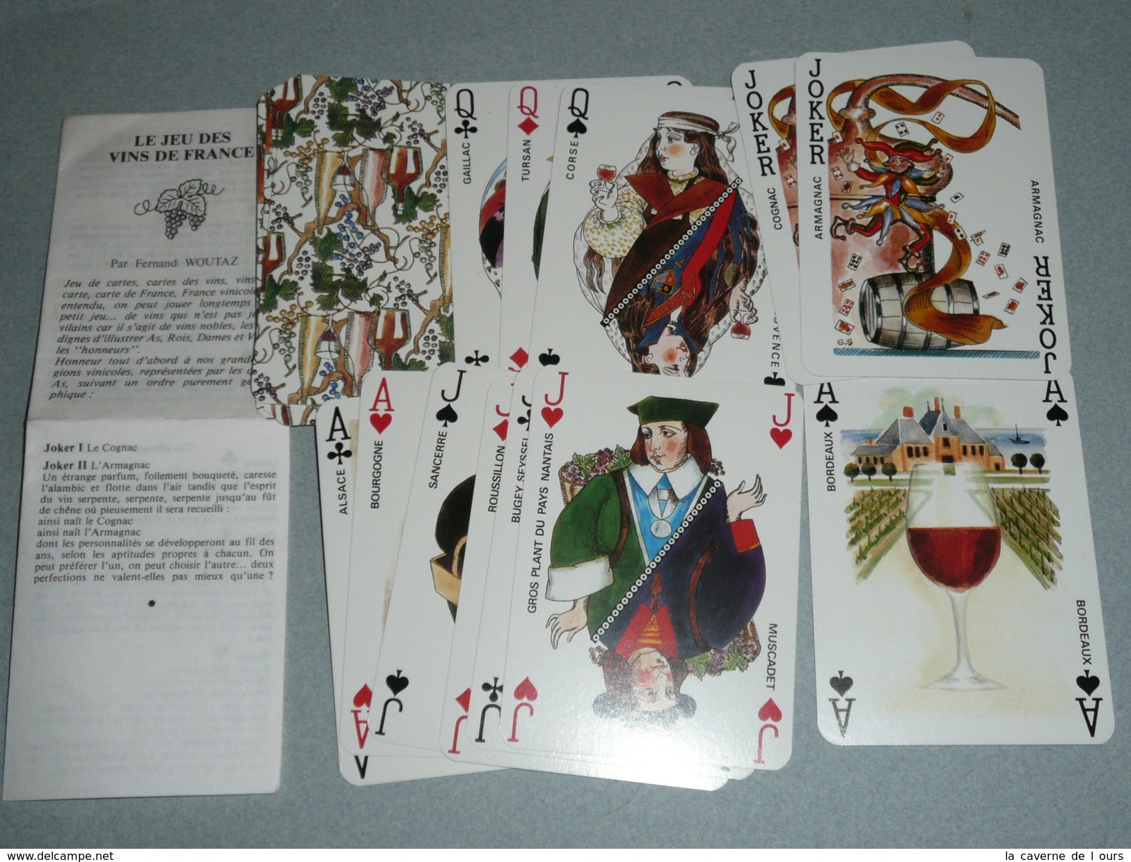 Rare Jeu De 54 Cartes Avec Notice Les VINS De FRANCE, Woutaz, Vin Bordeaux Bourgogne, Joker As De Pique Ace Of Spade - 54 Cartes