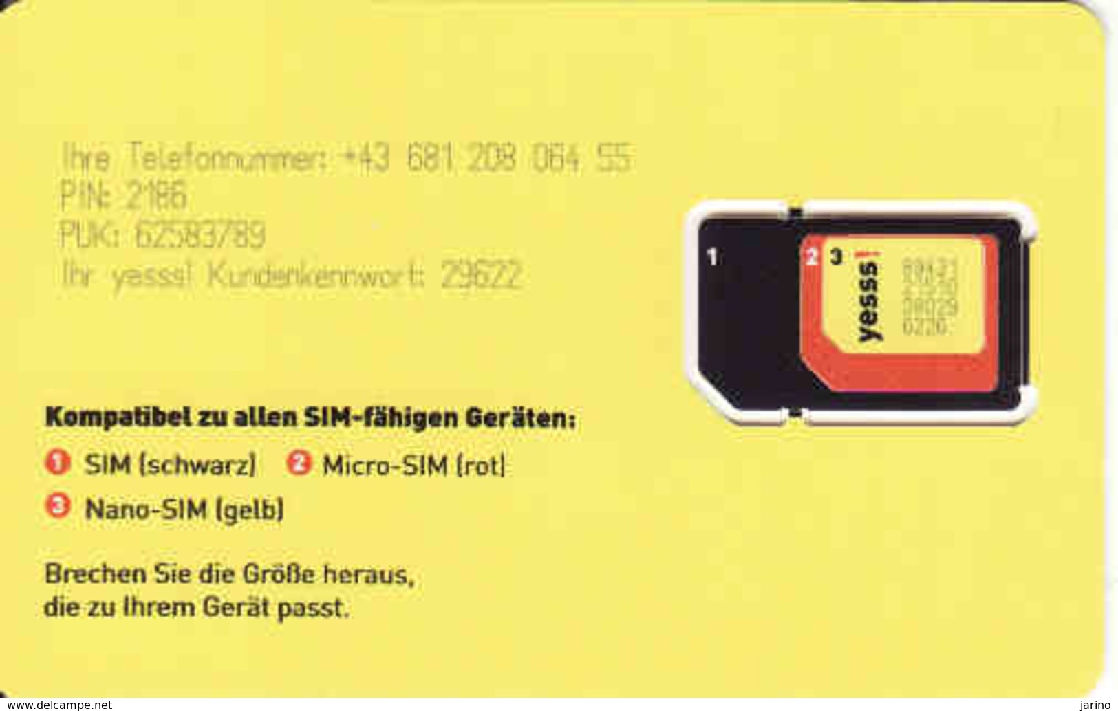 Austria, Yesss, Des Mobilfunk-Diskonter, GSM SIM Mint - Autriche