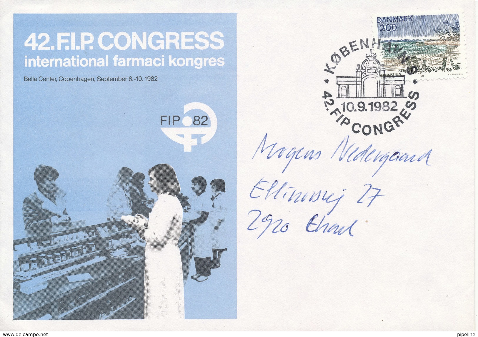 Denmark Cover With Speciel Postmark And Cachet 10-9-1982 42. F.I.P. Congress International Farmaci Congress F.I.P. 82 - Pharmacy