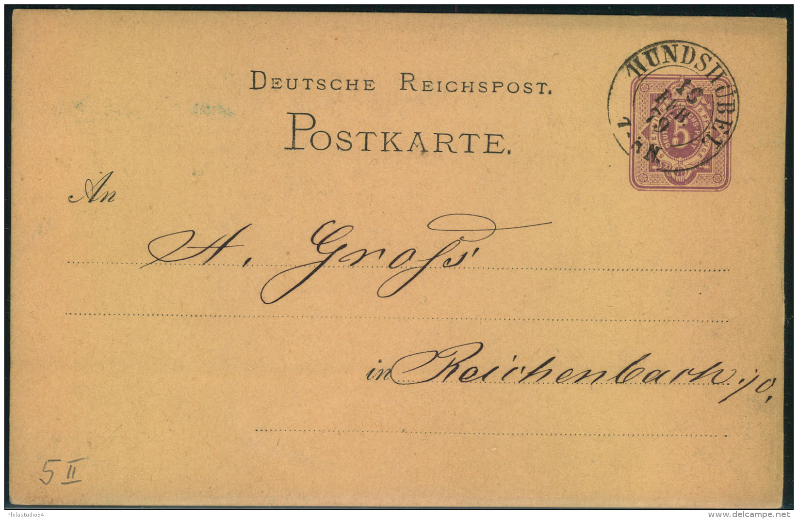 1879, HUNDSHÜBEL, Spät Nachverwendeter K2 Auf 5 Pfg. Ganzsachenkarte - Sachsen
