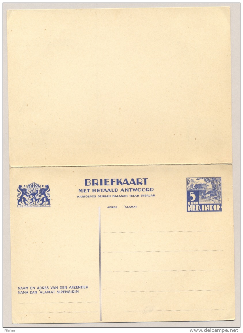 Nederlands Indië - 1935 - 5+5 Cent Karbouwen, Briefkaart G58, Ongebruikt / Unused - Nederlands-Indië
