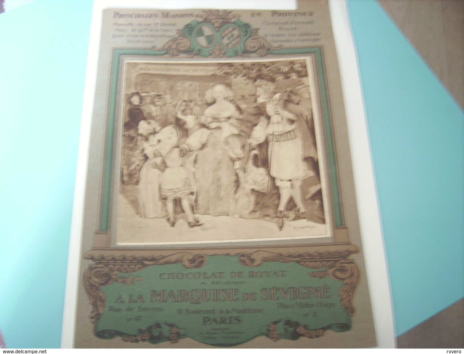 ANCIENNE PUBLICITE CHOCOLAT DE ROYAT LA MARQUISE DE SEVIGNE 1919 - Affiches