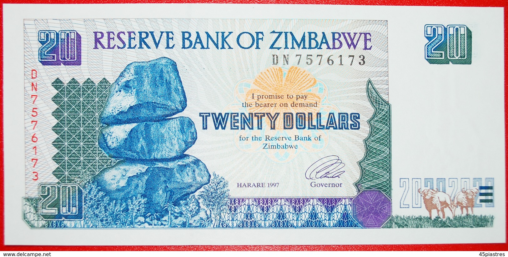 § VICTORIA FALLS: ZIMBABWE &#x2605; 20 DOLLARS 1997 CRISP UNC! LOW START&#x2605; NO RESERVE! - Simbabwe