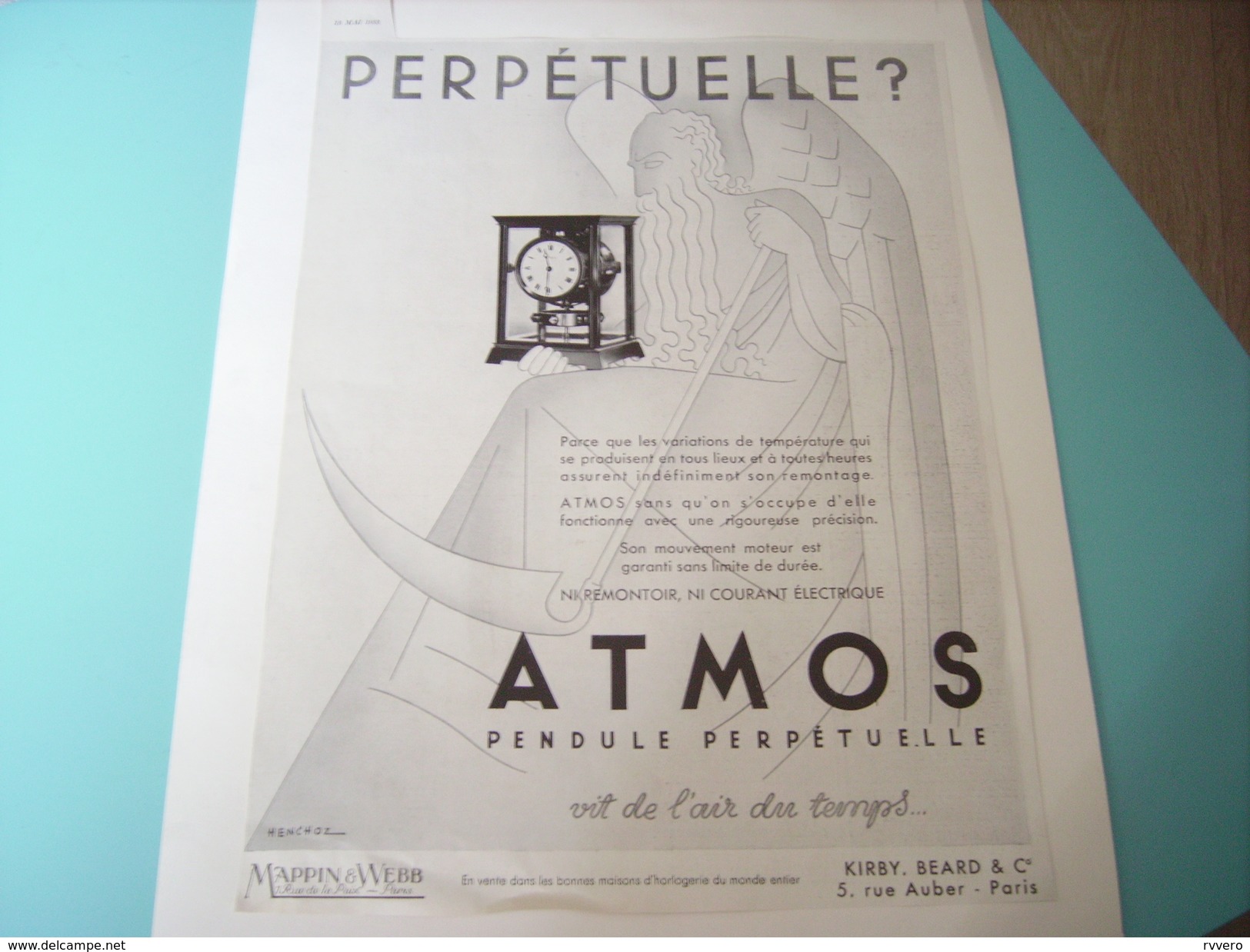 ANCIENNE PUBLICITE PENDULE ATMOS JAEGER-LECOULTRE 1961 - Autres & Non Classés