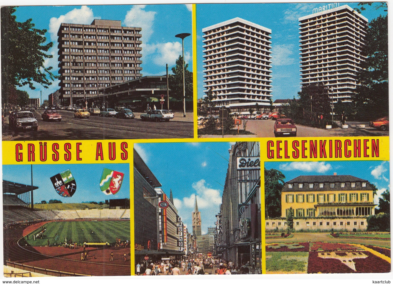 Gelsenkirchen - PARKSTADION, 'Maritim' Hotel, Auto's, 'C&A'  Usw. - (Deutschland) - Stadions