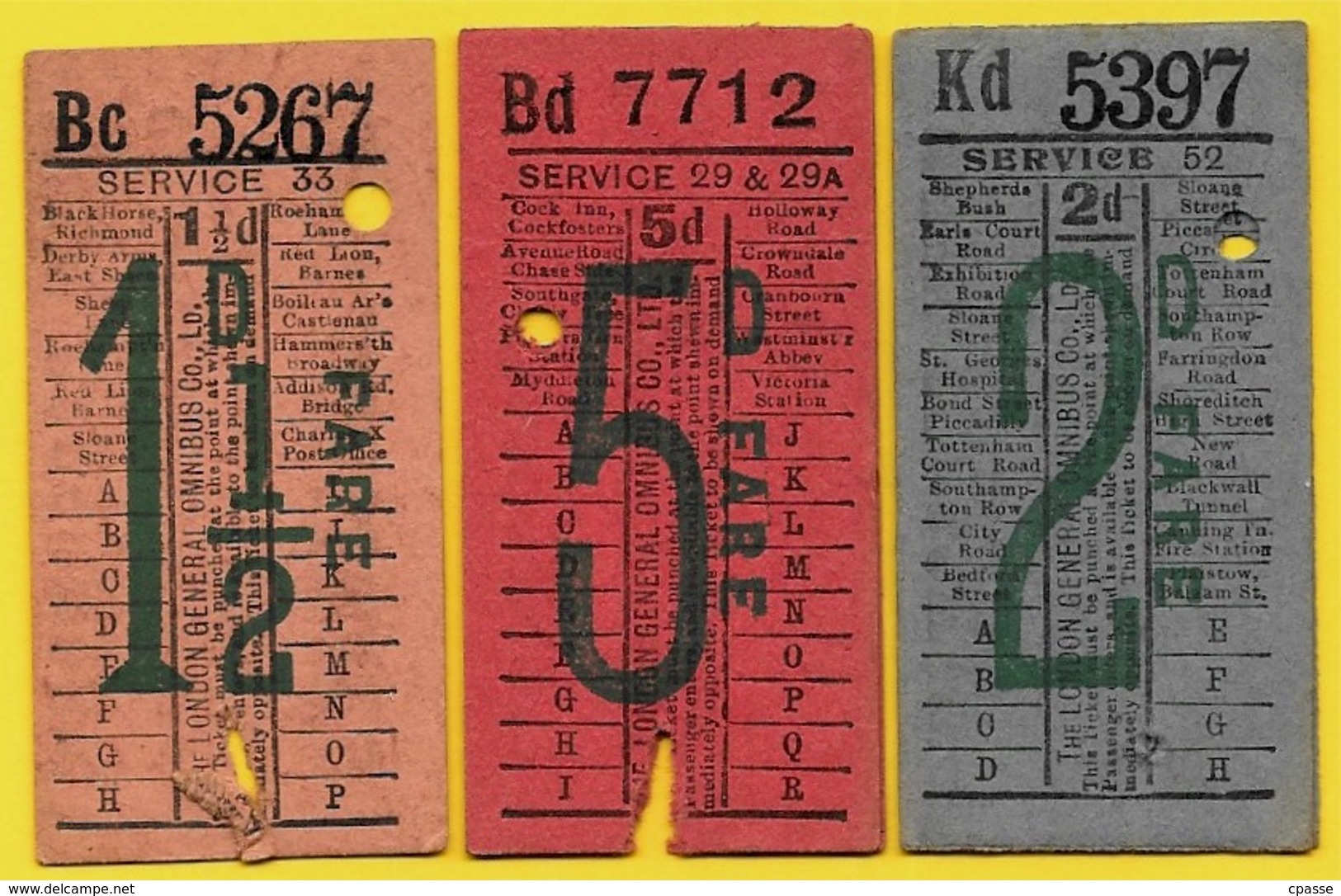 Ticket BUS (Lot De 3) London General Omnibus "MANN CROSSMAN'S" Advertising - Pub Publicité - Europa