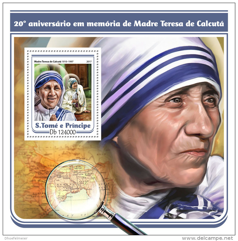 SAO TOME 2017 ** Mother Teresa S/S - OFFICIAL ISSUE - DH1722 - Mother Teresa