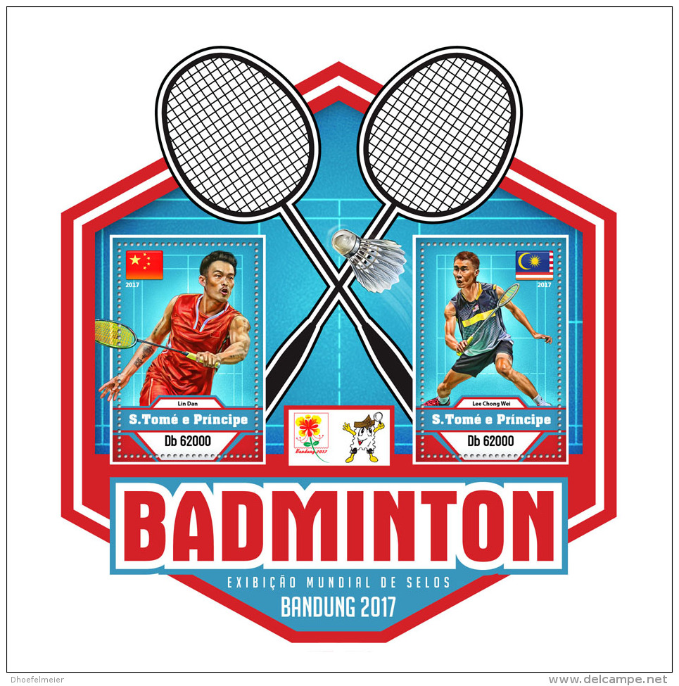 SAO TOME 2017 ** Badminton Federball S/S - OFFICIAL ISSUE - DH1722 - Badminton